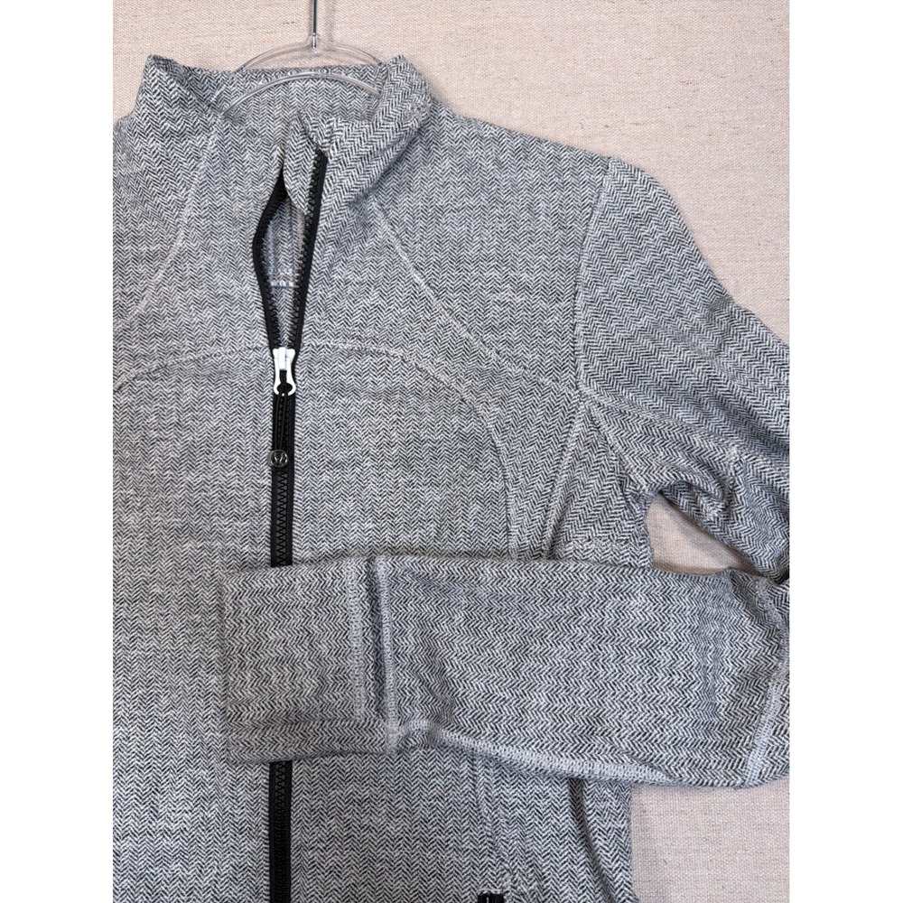 Lululemon Define Jacket Grey White Herringbone Full Zip Yoga Track Top Size 8